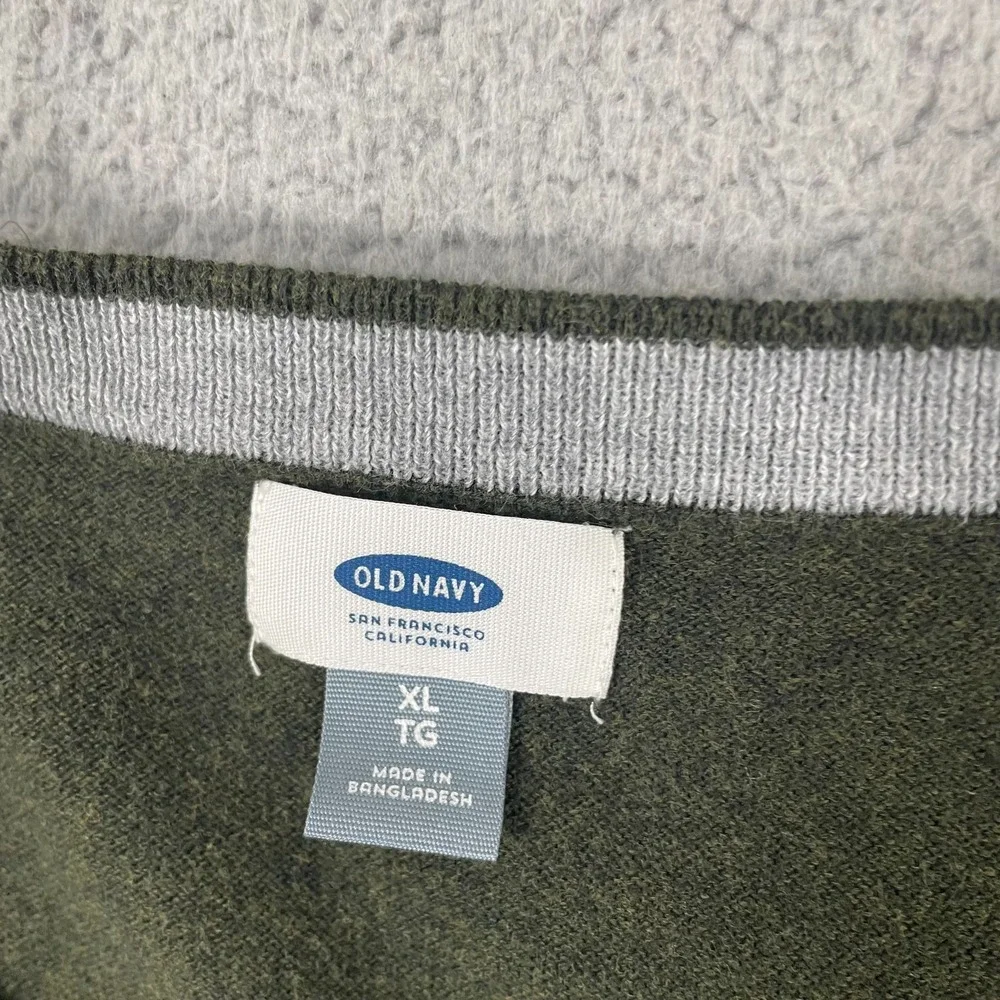 Old Navy V-Neck Sweater Men XL Olive Preppy Long Sleeve Pullover